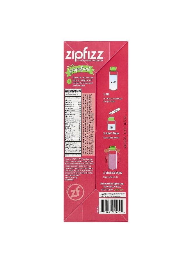 Zipfizz, Energy Drink Mix, Pink Grapefruit, 20 Tubes, 0.39 oz (11 g) Each