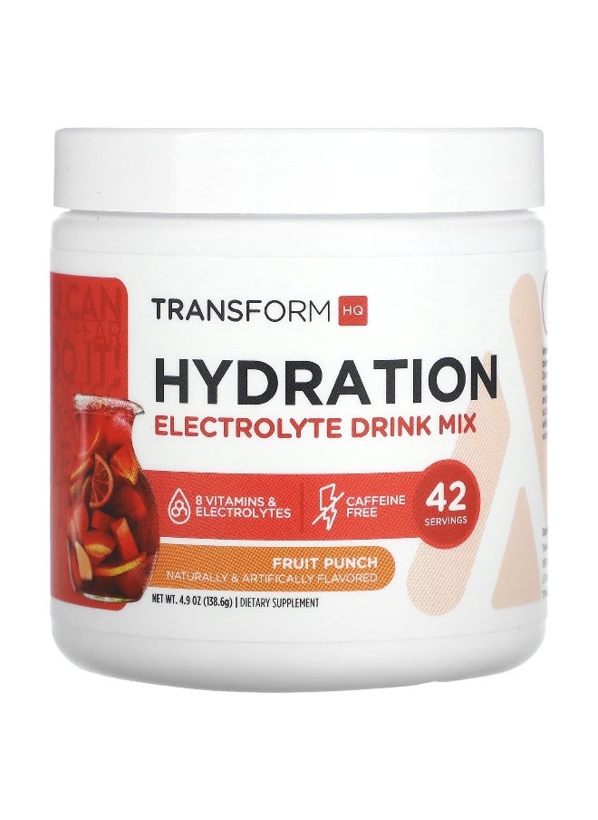 TransformHQ, Hydration, Electrolyte Drink Mix, Fruit Punch, 4.9 oz (138.6 g)
