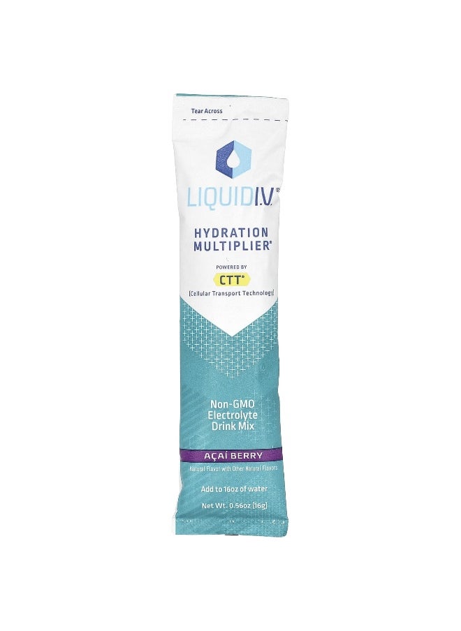Liquid I.V., Hydration Multiplier, Electrolyte Drink Mix, Acai Berry,  10 Stick Packs, 0.56 oz (16 g) Each