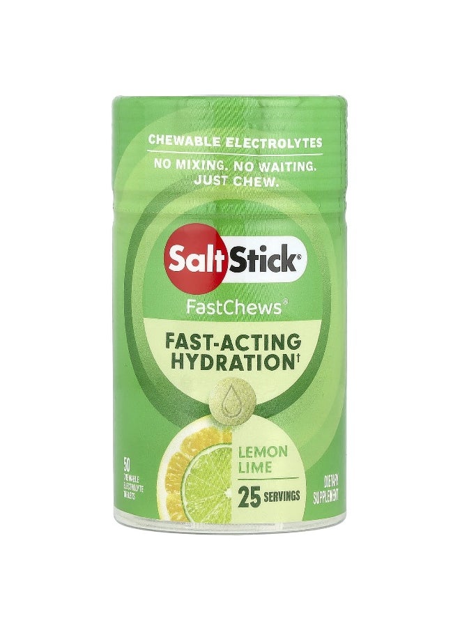 SaltStick, FastChews®, Chewable Electrolytes, Lemon Lime, 50 Chewable Tablets