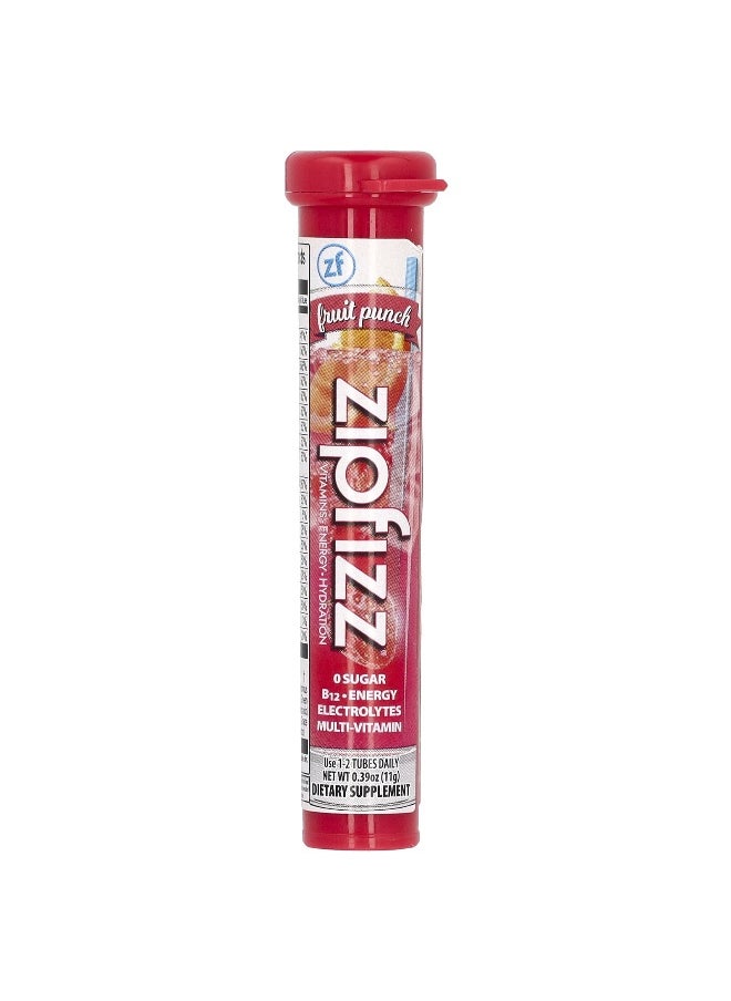 Zipfizz, Energy Drink Mix, Fruit Punch, 20 Tubes, 0.39 oz (11 g) Each
