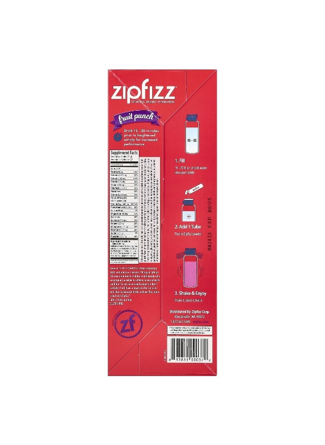 Zipfizz, Energy Drink Mix, Fruit Punch, 20 Tubes, 0.39 oz (11 g) Each