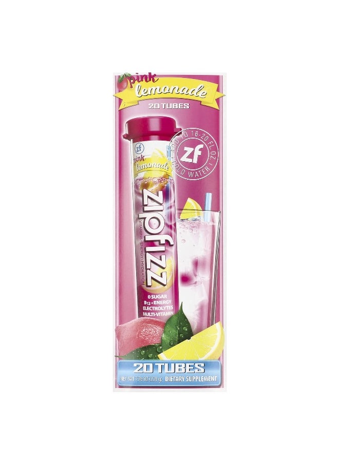 Zipfizz, Energy Drink Mix, Pink Lemonade, 20 Tubes, 0.39 oz (11 g) Each