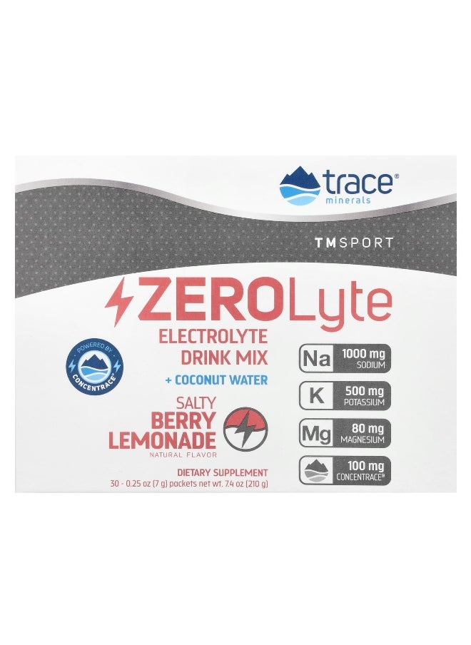 Trace, TM Sport, ZEROLyte, Electrolyte Drink Mix, Salty Berry Lemonade, 30 Packets, 0.25 oz (7 g) Each