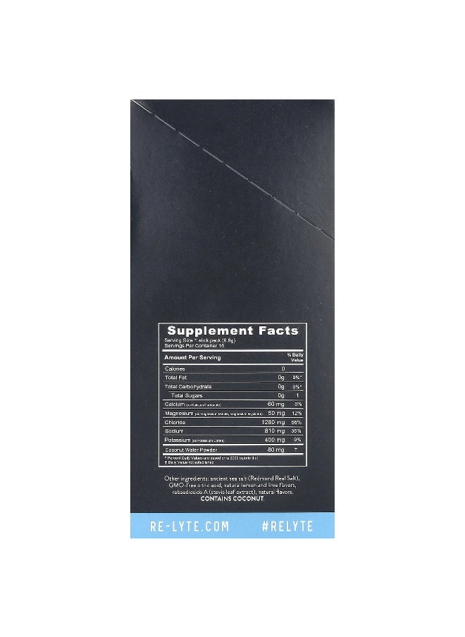 Redmond Trading Company, Re-Lyte® Hydration, Lemon Lime , 15 Stick Packs, 0.24 oz (6.8 g) Each