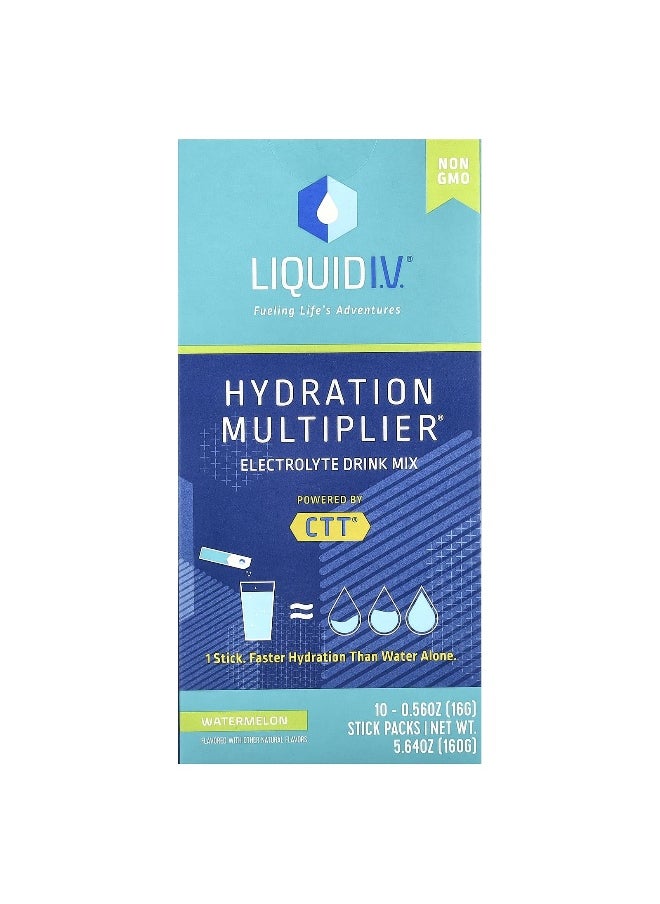 Liquid I.V., Hydration Multiplier®, Electrolyte Drink Mix, Watermelon, 10 Stick Packs, 0.56 oz (16 g) Each