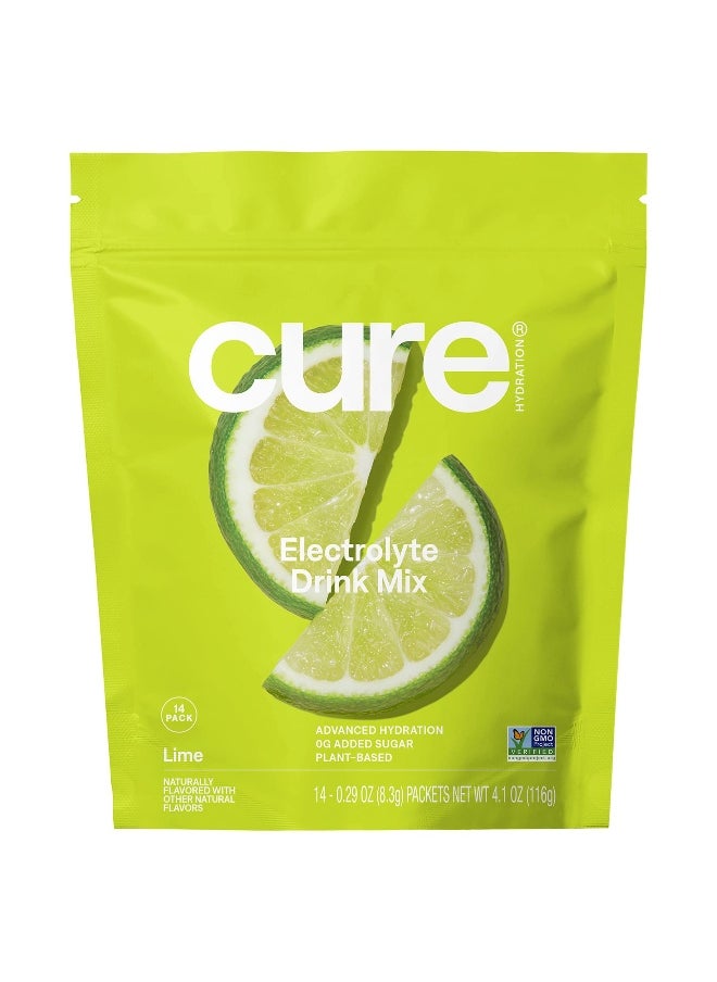 Cure Hydration, Hydrating Electrolyte Mix, Lime, 14 Packets, 0.29 oz (8.3 g) Each
