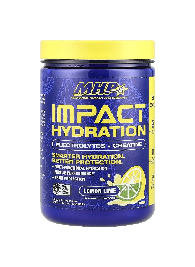 MHP, Impact Hydration, Electrolytes + Creatine, Lemon Lime, 0.98 lbs (15.6 oz)
