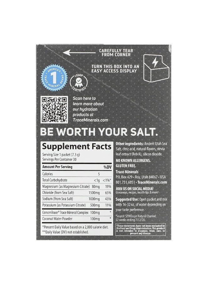 Trace, TM Sport, ZEROLyte, Electrolyte Drink Mix, Salty Watermelon, 30 Packets, 0.27 oz (7.3 g) Each
