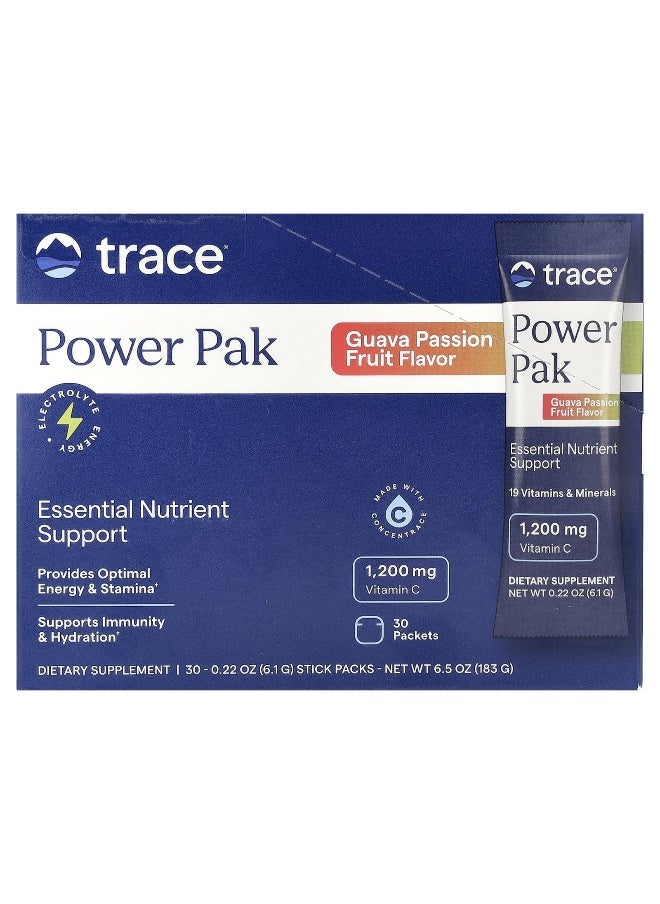 Trace, Power Pak, Guava Passion Fruit, 30 Stick Packs, 0.22 oz (6.1 g) Each