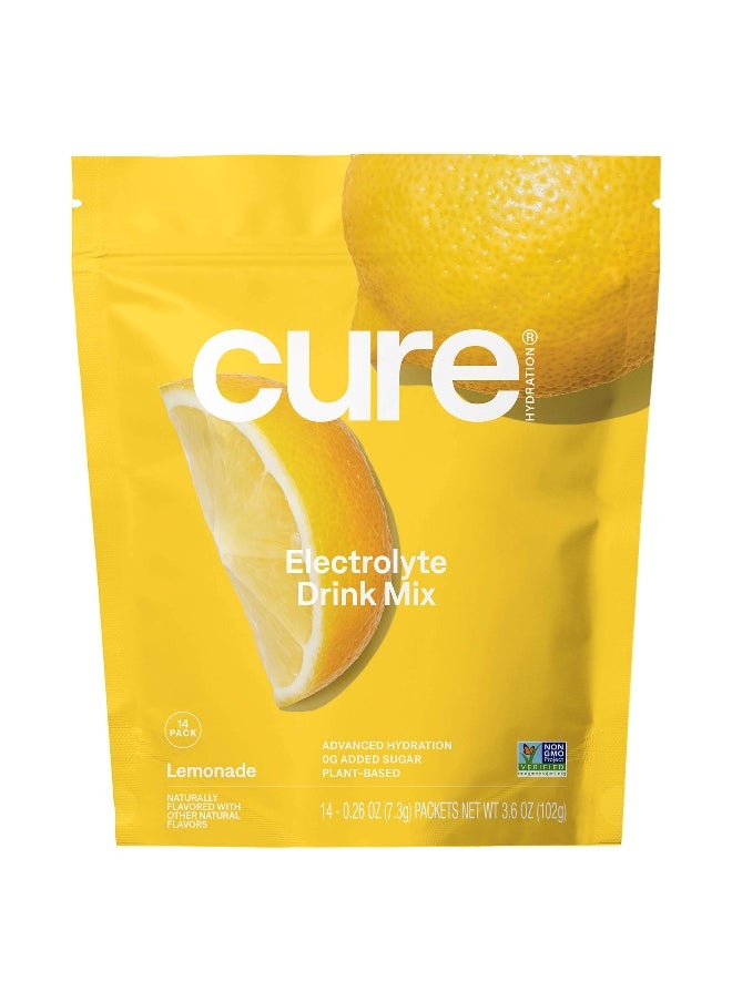 Cure Hydration, Hydrating Electrolyte Mix, Lemonade, 14 Packets, 0.26 oz (7.3 g) Each