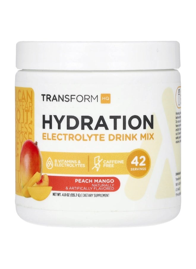 TransformHQ, Hydration, Electrolyte Drink Mix, Caffeine Free, Peach Mango, 4.8 oz (135.7 g)