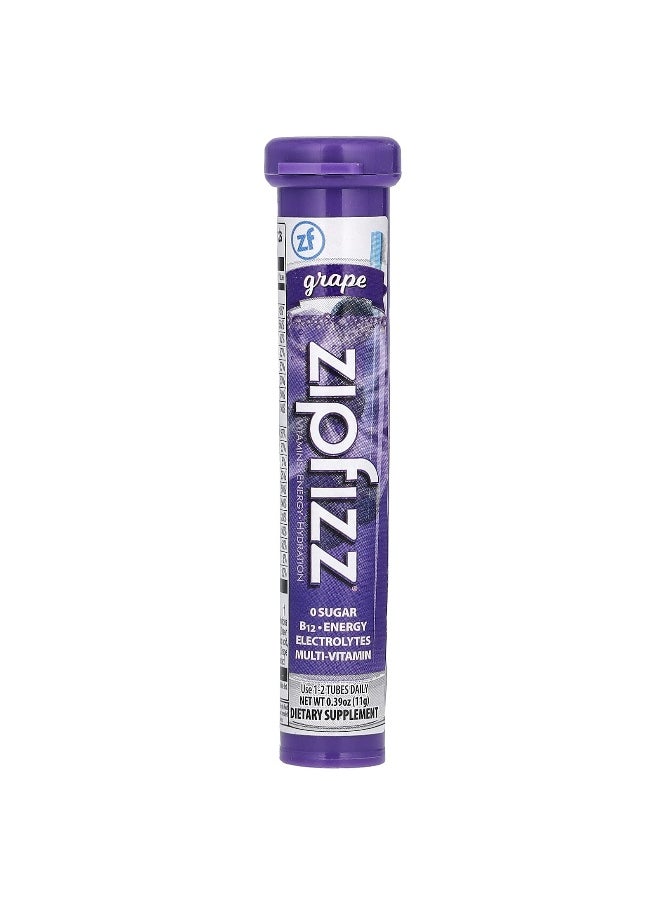 Zipfizz, Energy Drink Mix, Grape, 20 Tubes, 0.39 oz (11 g) Each