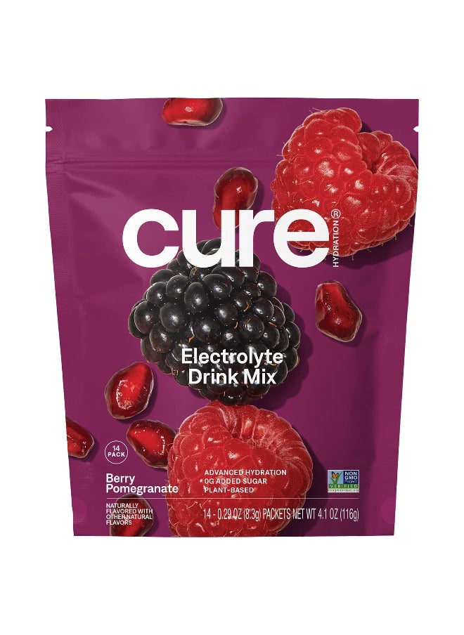 Cure Hydration, Hydrating Electrolyte Mix, Berry Pomegranate, 14 Packets, 0.29 oz (8.3 g) Each