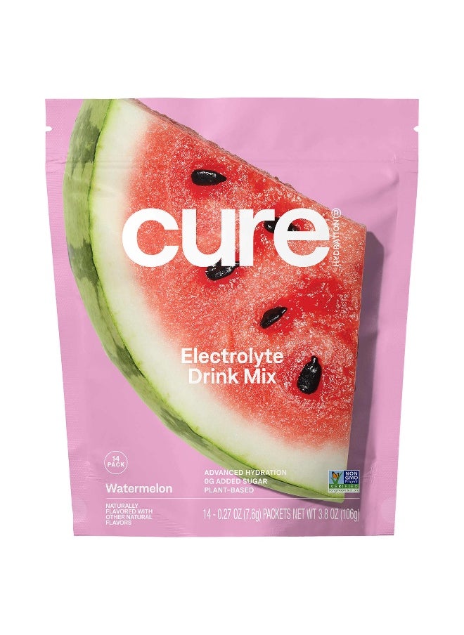 Cure Hydration, Hydrating Electrolyte Mix, Watermelon, 14 Packets, 0.27 oz (7.6 g) Each