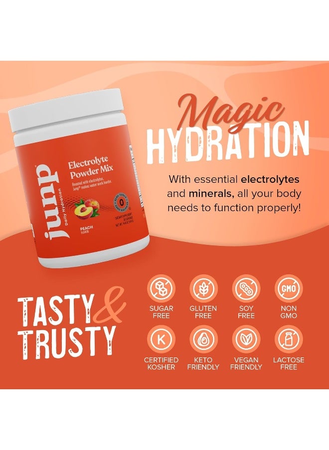 JUNP Hydration Electrolyte Powder, Electrolytes Drink Mix Supplement, Zero Calories Sugar and Carbs, Kosher, Peach Flavor, 90 Servings