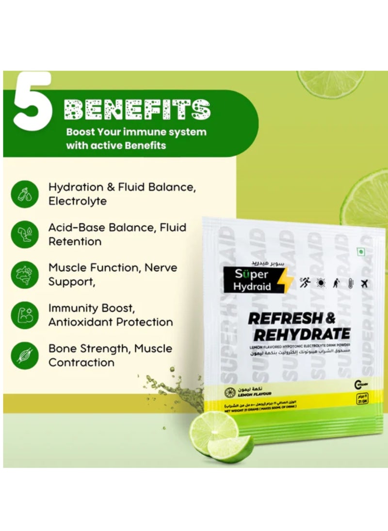 Super Hydraid Refresh & Hydrate Lemon flavour 21gm x 10 Sachets