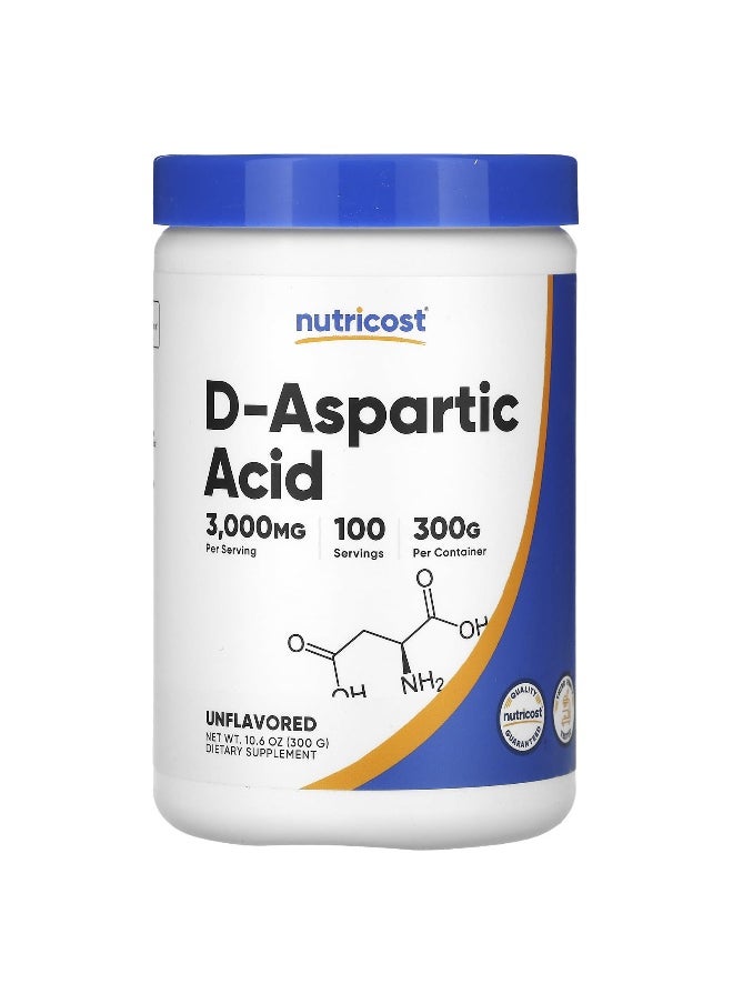 Nutricost, D-Aspartic Acid, Unflavored, 10.6 oz (300 g)