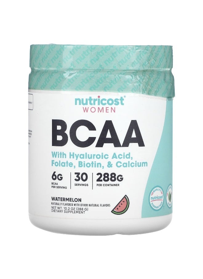 Nutricost, Women, BCAA With Hyaluronic Acid, Folate, Biotin, & Calcium , Watermelon, 10.2 oz (288 g)