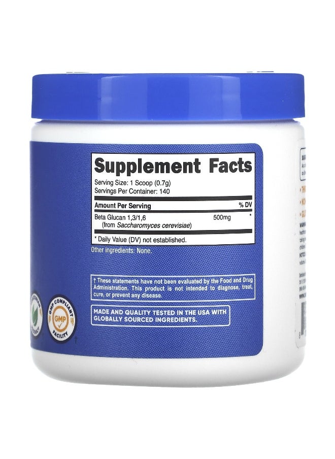 Nutricost, Beta Glucan 1,3/1,6, Unflavored, 500 mg, 3.5 oz (100 g)