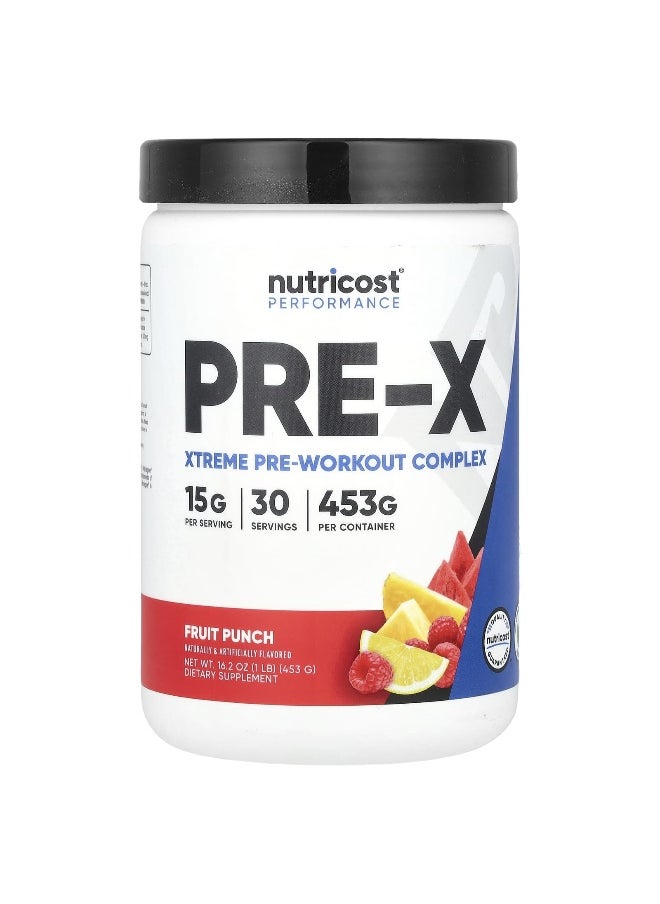 Nutricost, Performance, PRE-X, Xtreme Pre-Workout Complex, Fruit Punch, 1 lb (453 g)