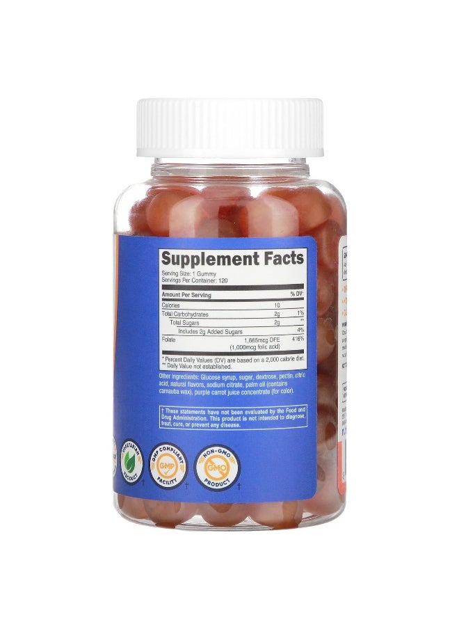 Nutricost, Folic Acid Gummies, Berry Blend, 1,000 mcg, 120 Gummies