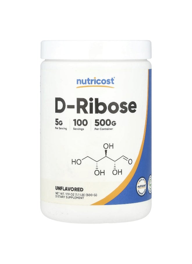 Nutricost, D-Ribose, Unflavored, 17.9 oz (500 g)