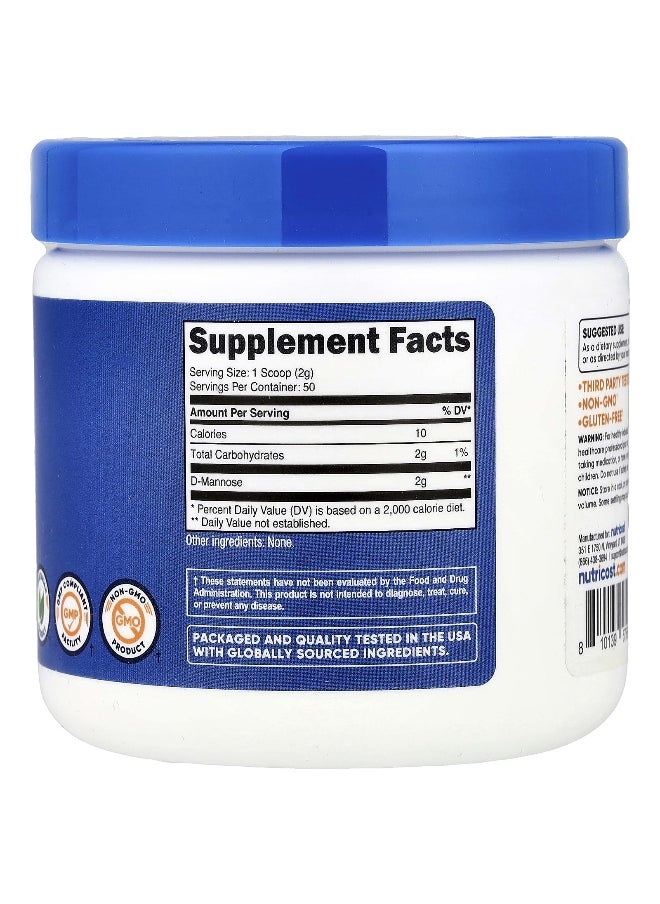 Nutricost, D-Mannose, Unflavored , 3.6 oz (100 g)
