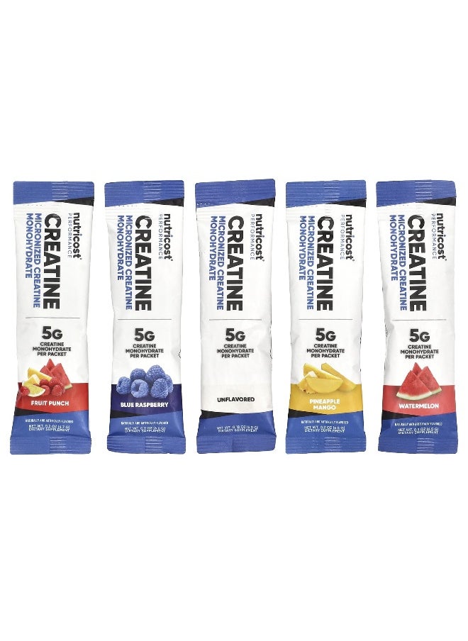 Nutricost, Performance, Creatine Monohydrate, Variety Pack, 20 Stick Packs, 0.2 oz (5.2- 6.7 g) Each