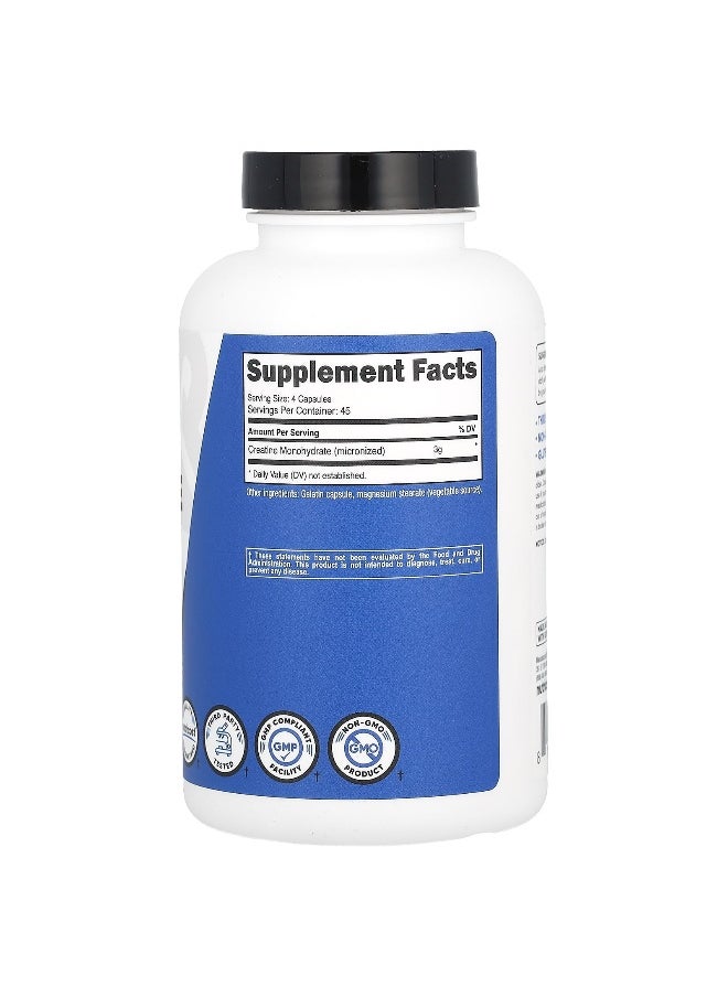 Nutricost, Performance, Creatine Monohydrate, 3,000 mg , 180 Capsules (750 mg per Capsule)