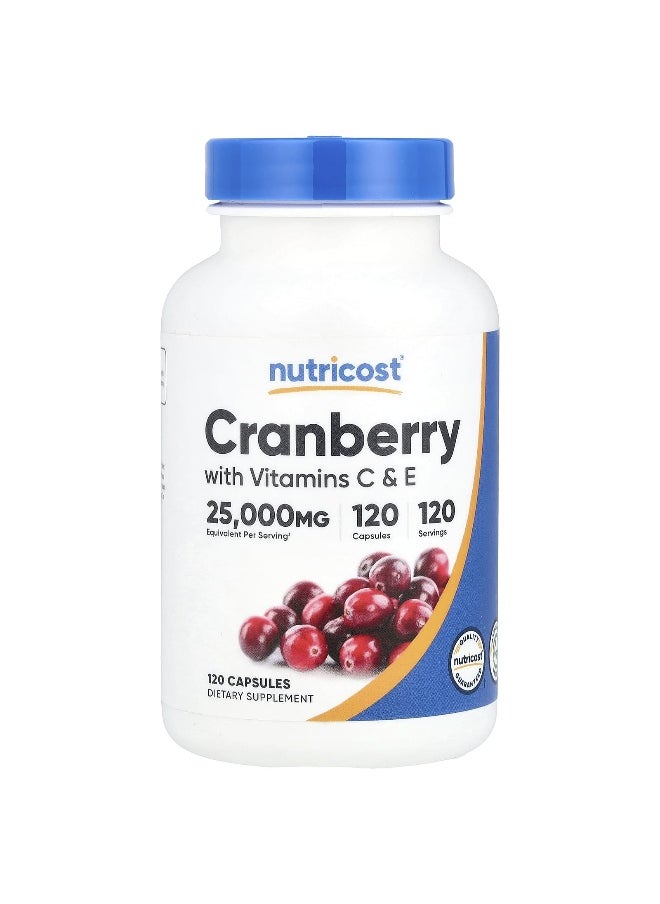 Nutricost, Cranberry with Vitamins C & E, 120 Capsules