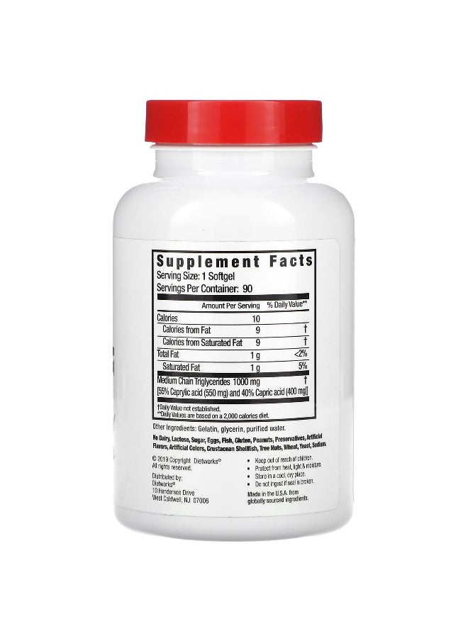 DietWorks, MCT Oil, 1,000 mg, 90 Softgels