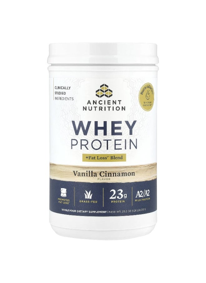 Ancient Nutrition, Whey Protein + Fat Loss Blend, Vanilla Cinnamon, 1.26 lb (572 g)