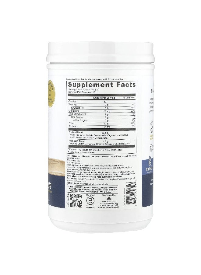 Ancient Nutrition, Whey Protein + Fat Loss Blend, Vanilla Cinnamon, 1.26 lb (572 g)