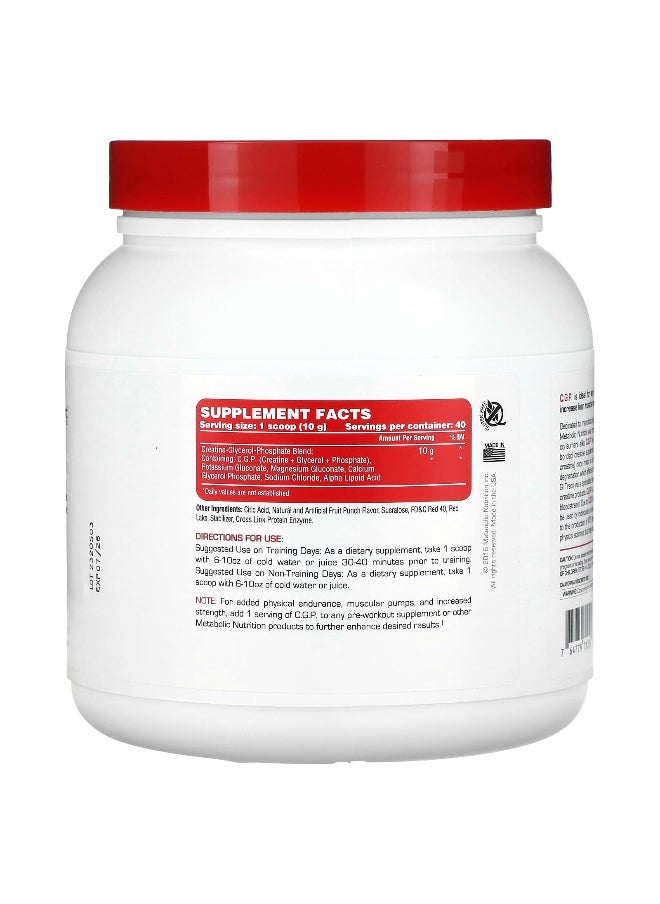 Metabolic Nutrition, C.G.P., Fruit Punch, 400 g