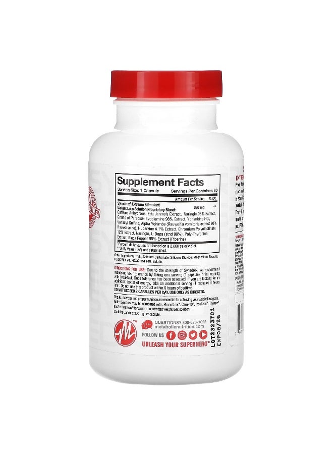 Metabolic Nutrition, Synedrex, Extreme Stimulant Weight Loss Solution, Extra Strength, 60 Capsules