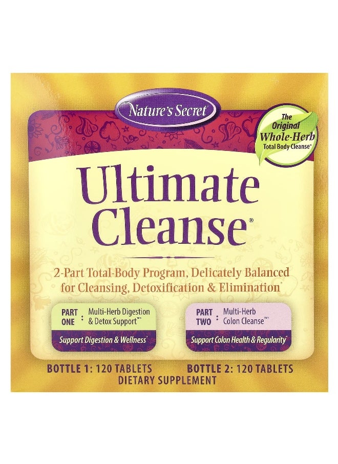 Nature's Secret, Ultimate Cleanse®, 2 Part Total-Body Program, 2 Bottles, 120 Tablets Each