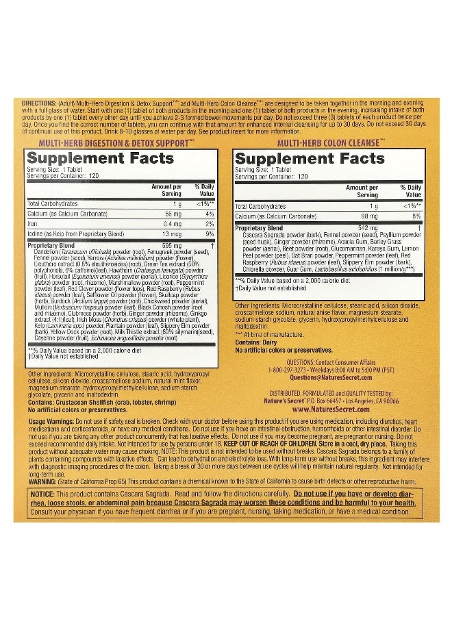 Nature's Secret, Ultimate Cleanse®, 2 Part Total-Body Program, 2 Bottles, 120 Tablets Each