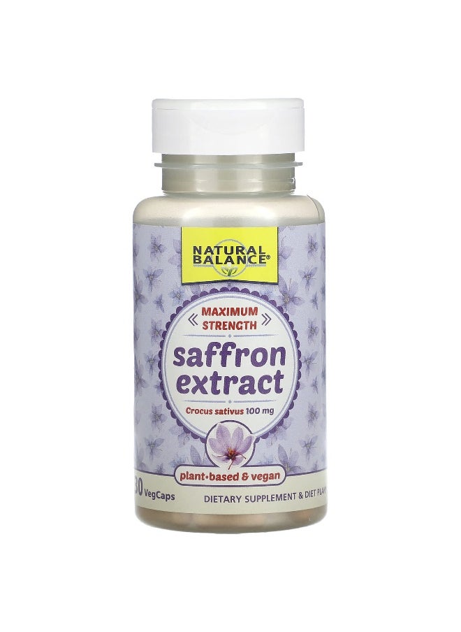 Natural Balance, Saffron Extract, Maximum Strength, 100 mg, 30 VegCaps