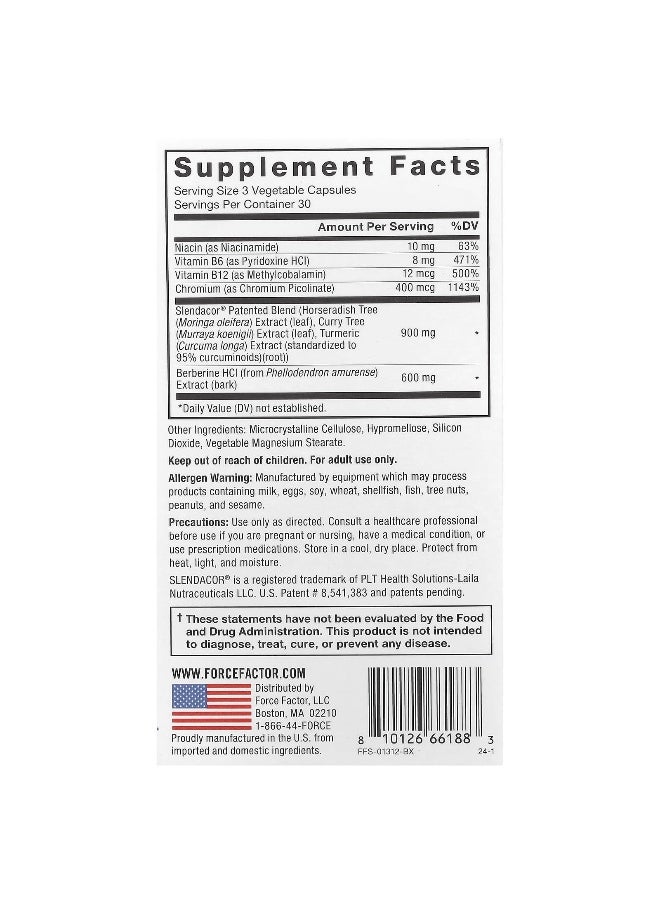 Force Factor, Glucoslim™, Weight Loss & Blood Glucose Support, 90 Vegetable Capsules