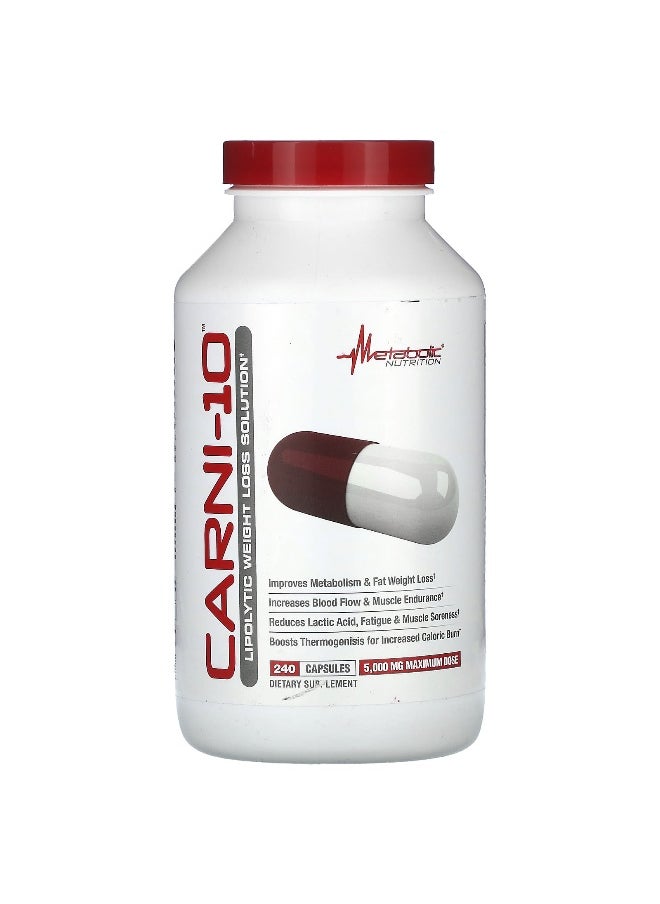 Metabolic Nutrition, Carni-10, 5,000 mg, 240 Capsules (625 mg per Capsule)