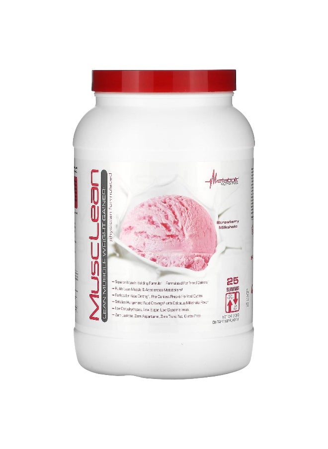 Metabolic Nutrition, MuscLean, Lean Muscle Weight Gainer, Strawberry Milkshake, 2.5 lb