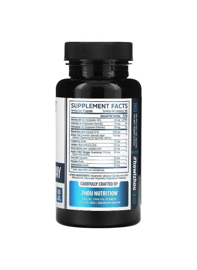 Zhou Nutrition, Water Away with Dandelion & Potassium, 60 Veggie Capsules
