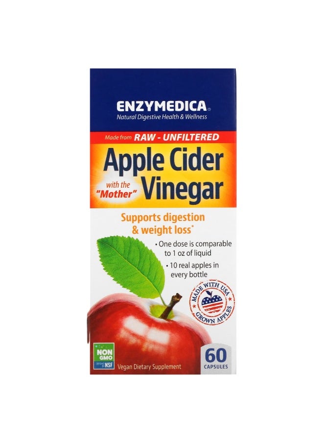 Enzymedica, Apple Cider Vinegar with the Mother, 710 mg, 60 Capsules (355 mg per Capsule)
