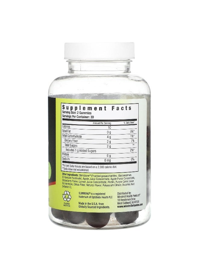 DietWorks, Appetite Control, Prebiotic Gummies, Raspberry , 60 Gummies