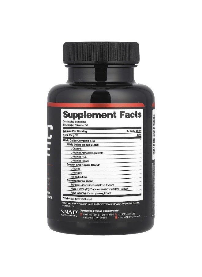 Snap Supplements, Nitric Oxide Booster, 60 Capsules