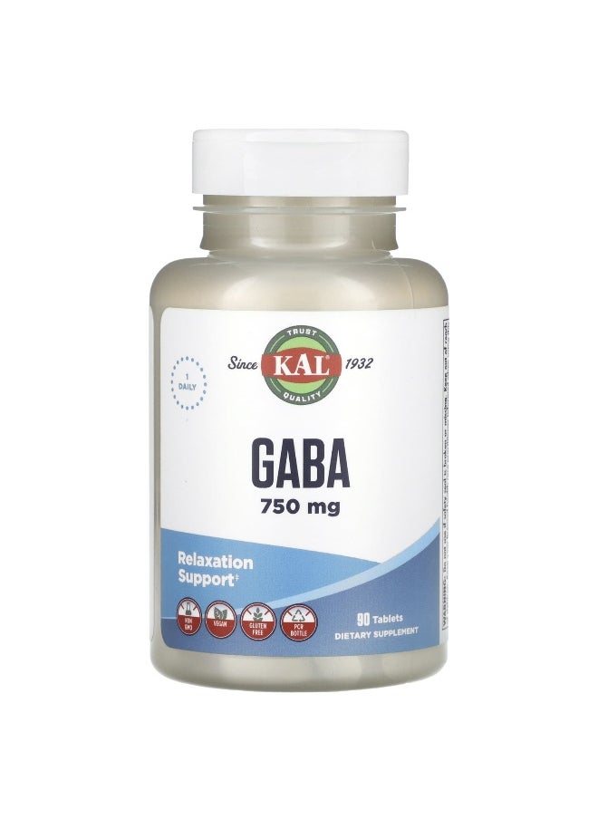 KAL, GABA, 750 mg, 90 Tablets