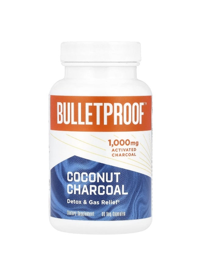 BulletProof, Coconut Charcoal, Detox & Gas Relief, 1,000 mg, 90 Veg Capsules (500 mg Per Capsule)