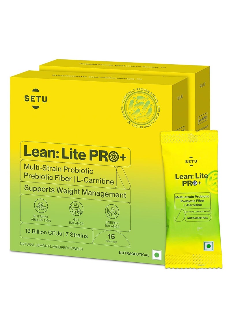 lean lite pro plus gut health powder with probiotics and l carnitine supergut prebiotic and probiotic supplement boosts metabolism aids digestion converts fat to energy 30 sachets
