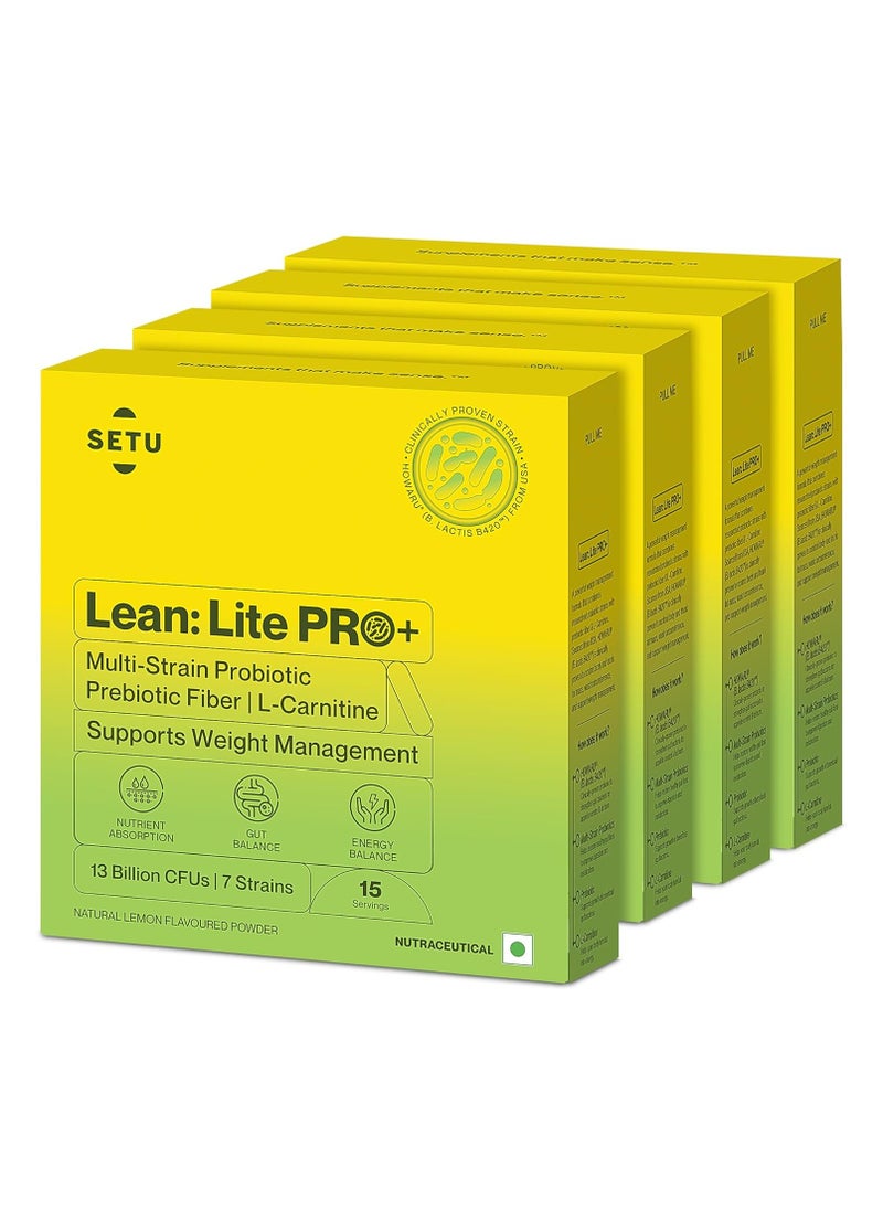 lean lite pro plus gut health powder with probiotics and l carnitine supergut prebiotic and probiotic supplement boosts metabolism aids digestion converts fat to energy 60 sachets